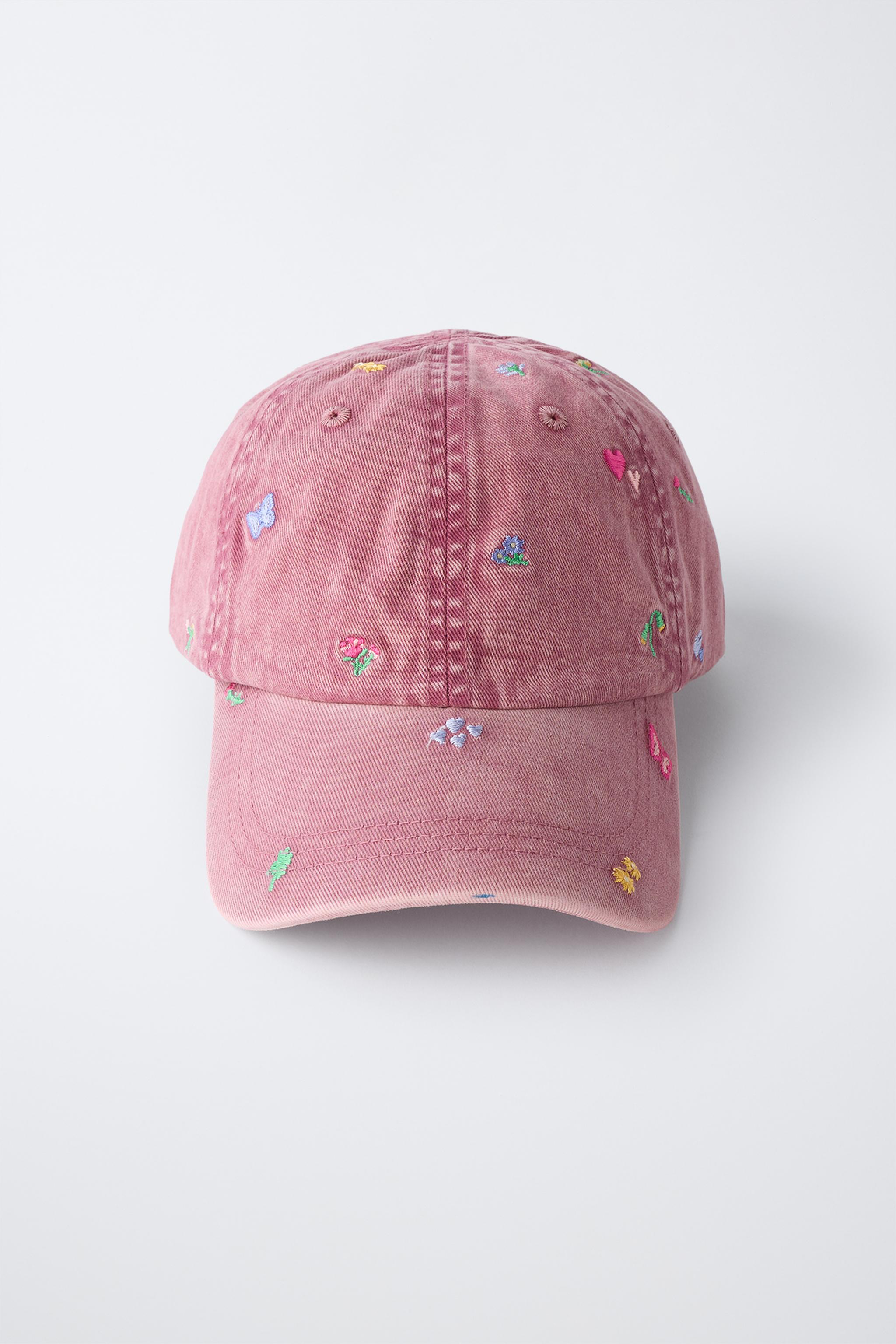 WASHED EFFECT EMBROIDERED FLORAL CAP